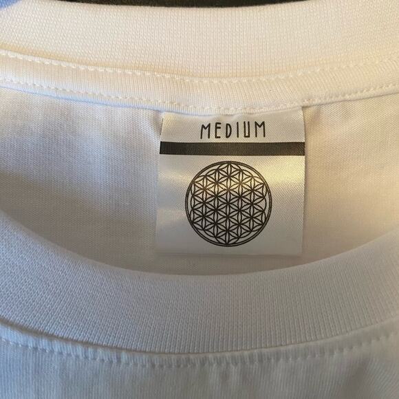 Women's M Black Gray White Cotton Tee Shirt Lotus Colorblock Athleisure Basic - Picture 7 of 8